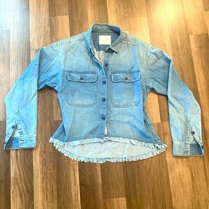 Lucky Brand Blue Jean Jacket with Distressed Hem
